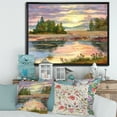 thumbnail image 2 of The Rural Lake In Sunset Evening I 32 in x 24 in Framed Painting Canvas Art Print, by Designart, 2 of 5