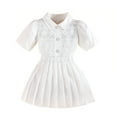thumbnail image 2 of 5-6 Years Girls School Uniform Sets Lapel Short Sleeves Shirt+ Pleated Mini Skirt Outfits White, 2 of 7