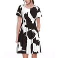 thumbnail image 1 of Easygdp Cow Skin 2 para Vestido Transpirable de Mujer, Vestido Suelto de Manga Corta con Pliegues y Bolsillos para el Verano, 1 of 6