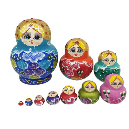 10 Pcs Cute Nesting Dolls Big Belly Girl Colorful Russian Stacking Dolls Collection