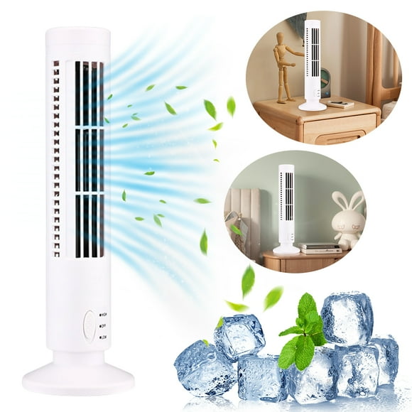 Ventilador USB Sin Aspas Aire Acondicionado Mini Acondicionador Vertical Torre LED 2 Velocidades Portátil para Sala Estar Y