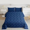 thumbnail image 2 of Feelyou Damask Floral Full Size Comforter Sets, Blue Gothic Crow Bedding Sets, 3pcs, 2 of 8