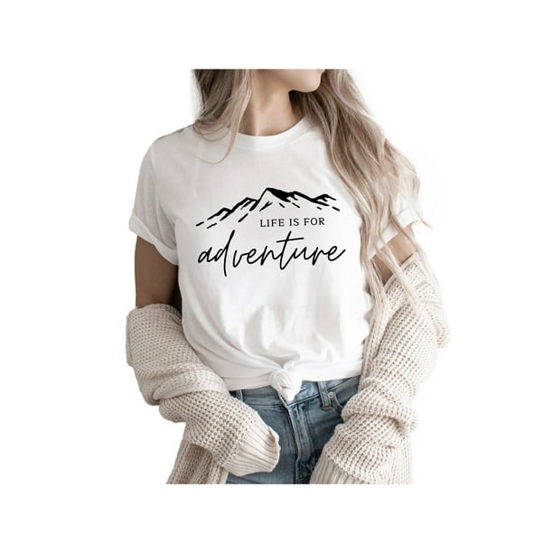 Women Life Is Adventure Funny Camping Hiking Outdoor Adventure Graphic Tees