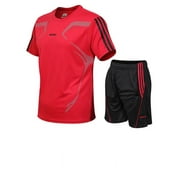 Braveman Men's Active Moisture Wicking Workout 2-Piece T-Shirt and Athletic Shorts Set