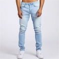 thumbnail image 2 of YLSDY Men's Jeans - Straight Leg Comfort Stretch Denim Jeans - Solid Casual Sports Regular Slim Fit Jeans for Men Light Blue 36, 2 of 3