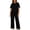 Black, variant on Womens Sets 2 PC Short Sleeve Tee Shirts Crew Neck Full Length Loose Fitted Pants Daily Wear Casual Sets for Women