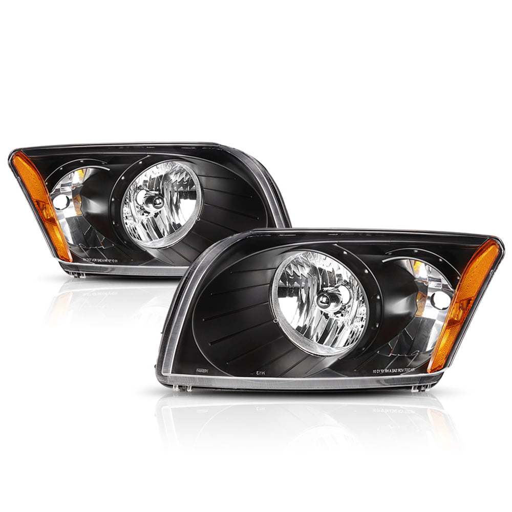 New Pair Set Headlights Headlamps Lens Housing Assembly for 07-12 Dodge Caliber 