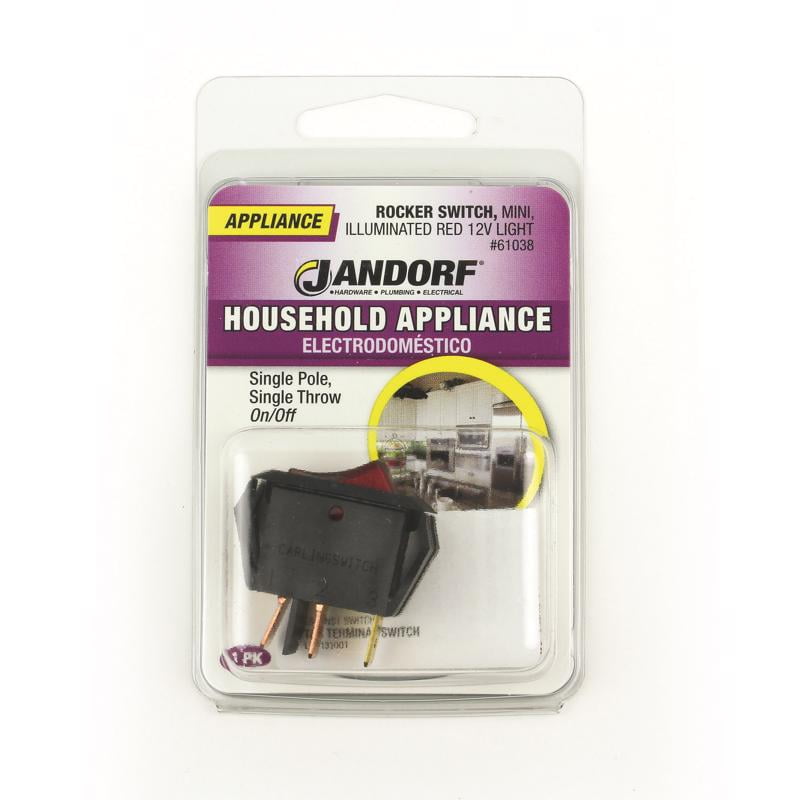 Jandorf 61038 Illuminated Spst Rocker Switch, 10 Amp, 30 Volt