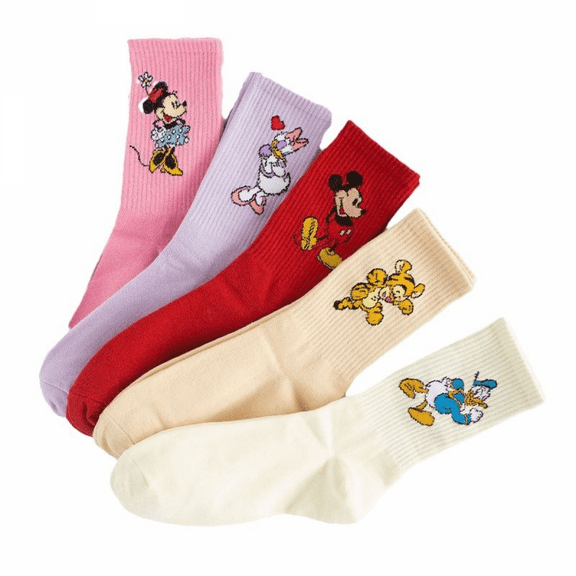 ZHNYANLN Kids Socks, 5 Pairs Cartoon Mouse Athletic Crew Socks, Warm & Comfortable Cartoon Socks for Boys, Girls MLS63-145