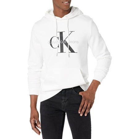Calvin Klein Men's Monogram Logo Hoodie, Brilliant White, Medium ...