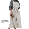 thumbnail image 2 of Injueey Algodón Lino Jardinería Café Camarero Vestido Uniforme Delantal Color sólido Delantal para cocinar Restaurante Hogar Cocina y Comedor Beige Más largo, 2 of 6