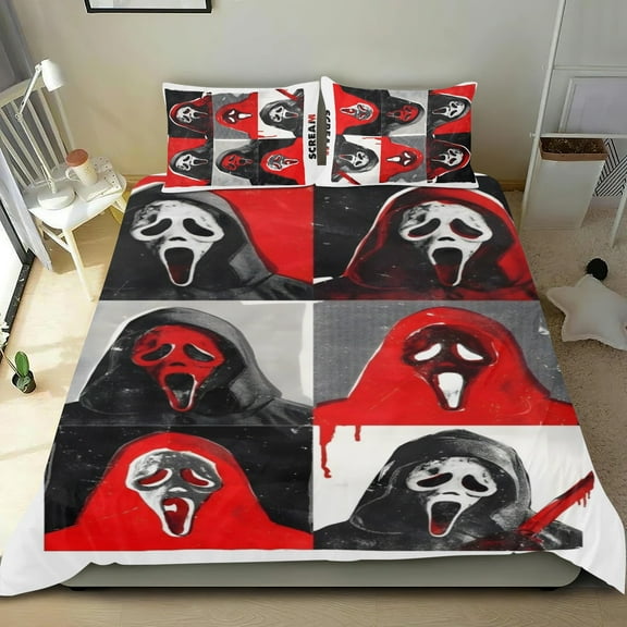 Scream VI Duvet Cover 3 Piece Bedding Set,Teens Comforter Cover Set Super Soft Duvet Cover with 2 Pillowcase Twin: 68"x86"