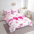 thumbnail image 2 of spefrowx Vintage Pink Bow Queen Bedding for Kids, Spring Flower Floral Bedding Comforter Set Queen, Pink Reversible, 7-Piece, 2 of 6