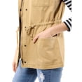 thumbnail image 6 of INSPIRE CHIC Women's Sleeveless Jacket Drawstring Waist Zip Up Cotton Cargo Vest with Pocket 3XL Khaki, 6 of 8