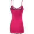 thumbnail image 3 of Bozzolo Women Junior & Plus Adjustable Spaghetti Strap Lace Trim Tunic Tank Top Camisoles, 3 of 5