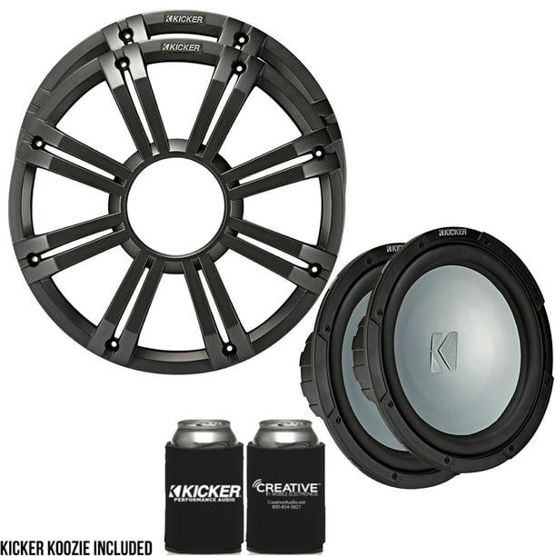 Kicker Two 12 Inch LED Marine Subwoofers in Charcoal, 2 Ohm Bundle 4