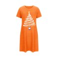 thumbnail image 2 of Chemises de Nuit Grande Taille pour Femmes, Noël, Manches Courtes, Robe de Nuit, Col Ras du Cou, Orange, M, 2 of 5