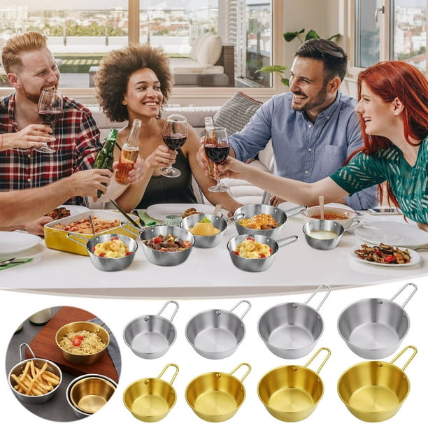 Fiudx Cuenco de Arroz Dorado, Cuenco de Acero Inoxidable para Vino Caliente y Frío, Diseño Mate Cepillado, Uso Versátil En La Cocina, Perfecto para Pasta, Carne, para Comer En Restaurantes o En Casa,