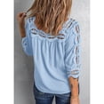 thumbnail image 4 of Camisetas de verano de Color puro con puños de hombro y cuello cuadrado de encaje para mujer, 4 of 6