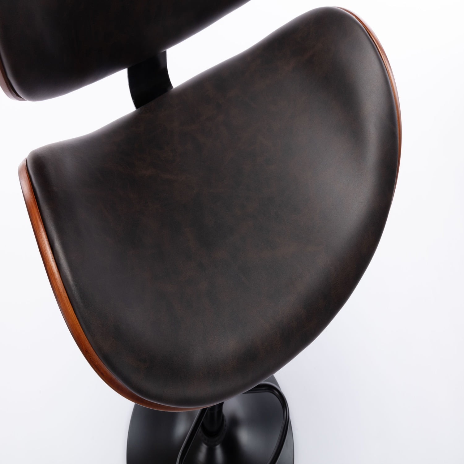 Canddidliike Mid Century Modern Bar Stool, PU Faux Leather, Adjustable Height & Swivel Barstools - Black & Walnut Canddidliike Mid Century Modern Bar Stool, PU Faux Leather, Adjustable Height & Swivel Barstools - Black & Walnut