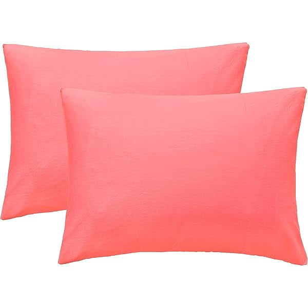 Chenchen Soft 100% Egyptian Cotton Zipper Closure Pillowcases, Cozy and Lightweight Pillow Case, Set of 2, Coral Pink, Queen, 20" x 30"