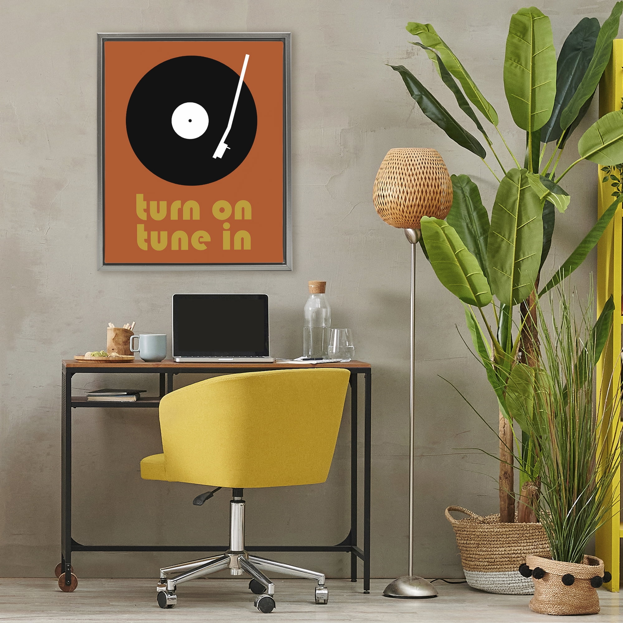 Stupell Industries Turn On Tune In Gray Framed Floater Canvas Wall Art, design by Tom Quartermaine