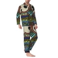 thumbnail image 3 of Kll Boho Owl Sleepwear Mens Flannel Pajamas,Long Cotton Pj Set, 3 of 9
