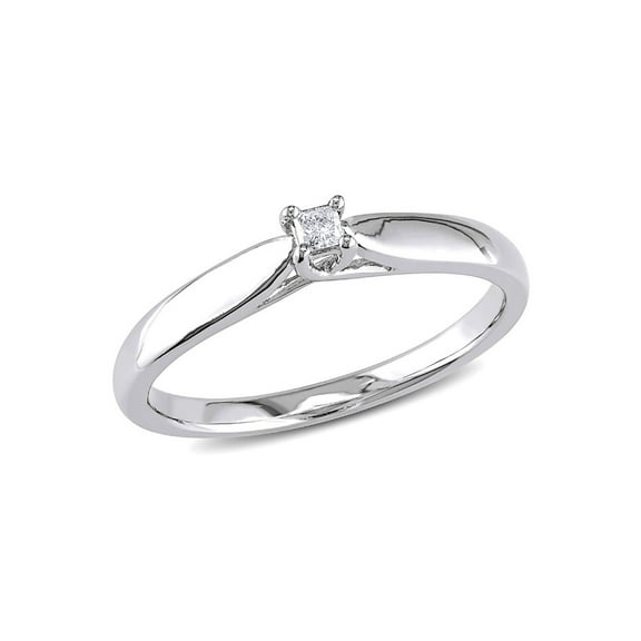 Gem & Harmony 1/20 Carat (Ctw) Diamond Solitaire Promise Ring in Sterling Silver for Women