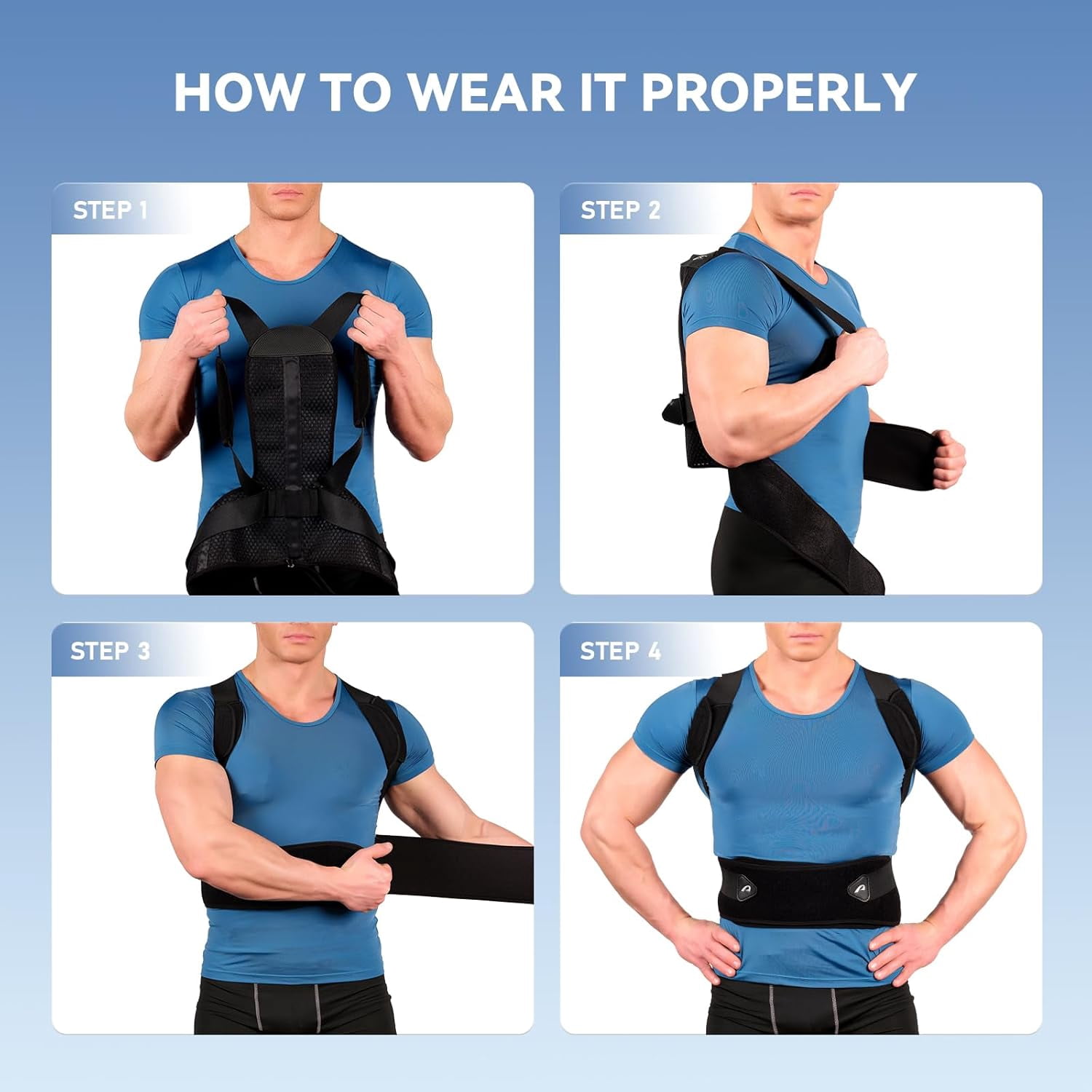 GKTG Posture Corrector for Men and Women, Adjustable Back Brace for Back, Shoulder, Lumbar Pain Relief