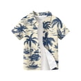 thumbnail image 4 of Abcomgle Boys Hawaiian Shirt 7/8 Button Down Short Sleeve Boys Vacation Shirts Tropical Palm Tree Print Vacation Boys Hawaiian Outfit,Royal Blue,7-8Years, 4 of 5