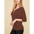 thumbnail image 5 of Made by Johnny Women's V-Neck 3/4 Sleeve Dolman Top with Side Shirring L RUST, 5 of 6