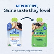 (12 pack) Gerber Organic Stage 2 Baby Food Puree, Banana Blueberry Blackberry Oatmeal, 3.5 oz Pouches