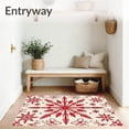 thumbnail image 3 of ODIKA 4'x6' Machine Washable Non-Slip Area Rug, Festive Nordic Starburst and Winter Botanical Motif High Traffic Rug, Red, 611105, 3 of 7