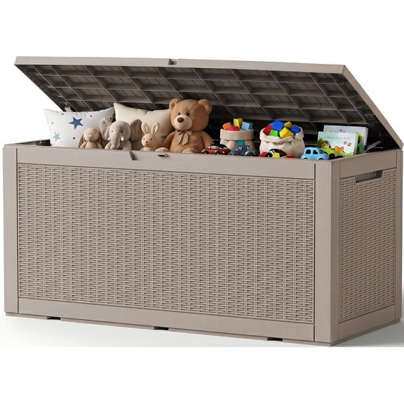 Outdoor Storage Box-160 Gallon Resin Deck Box,Waterproof & UV Resistant Lockable Package Delivery Bin,Toy Cabinet for Indoor & Outdoor