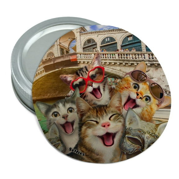 Venice Italy Cats Selfie Round Rubber Non-Slip Jar Gripper Lid Opener