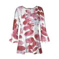 thumbnail image 4 of CYMMPU Blouses for Women Dressy Casual Button V Neck Flare Sleeve Loose Fit Flower Printed Tunic Tops Fall Fashion Shirts 3/4 Sleeve Spring Tops Pleated Dressy T-Shirts Red XL, 4 of 5