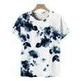 thumbnail image 6 of Sakmal Womens Tops&nbsp; Under $5 Blue Short Sleeve Crew Neck Floral T-Shirts Ladies Shirts $5, 6 of 6