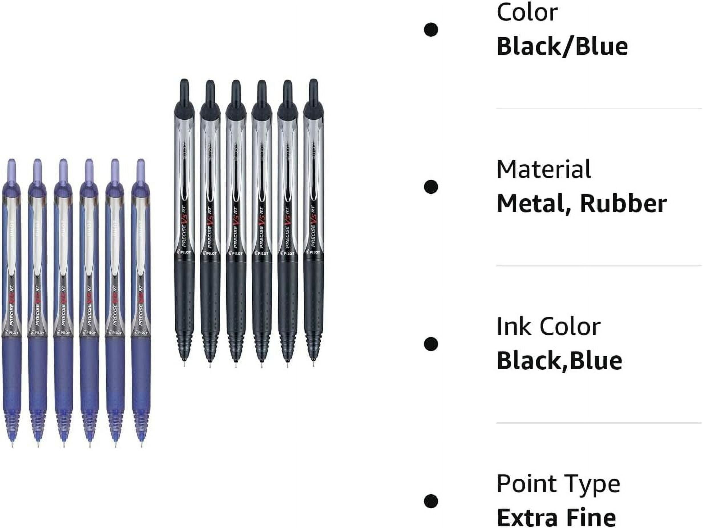 Pilot Precise V5 RT Retractable Rolling Ball Pens, Extra Fine Point (12-Pack, Black/Blue)