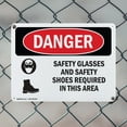 thumbnail image 5 of (2 Pack) Safety Glasses And Safety Shoes Required OSHA Danger Sign 18 Inch X 12 Inch Plastic Sign, Weather Resistant, UV Protected for Workplace, Business, and Construction Site, Made, 5 of 8