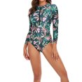 thumbnail image 7 of Enjoytime Women Swimsuit Long Sleeve Sexy Flowers Siamese Swim Suit With Zipper Summer Beach Surfing One-Piece Bathing Suit Modest Swimwear, 7 of 7