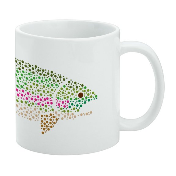 Rainbow Trout Fish Dots Spots Pattern White Mug