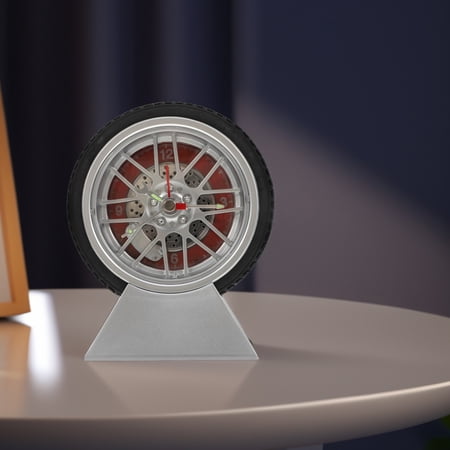 LOLIPPYY Vintage Style Car Tire Alarm Clock with Stable Base for Bedroom Or Kitchen