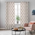 thumbnail image 5 of Beige Moroccon Kitchen Curtains 96 Inch Length, Farmhouse Minimalist Abstract Geometric Grommet Top Bedroom Living Room Curtains, Light Filtering Cafe Curtain Drapes 2 Panels Set 104''x96'', 5 of 9