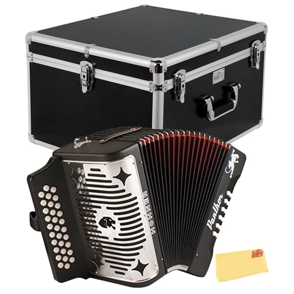 Hohner Panther Diatonic Accordion - Keys G/C/F Bundle with Hard Case and Austin Bazaar Polishing Cloth