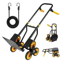 Stair Climber Hand Truck, Heavy-Duty Hand Truck Dolly 330 Lbs Capacity, Foldable Trolley Stair Climber Cart with 12.2" x 11.6" Nose Plate and 6 Wheels