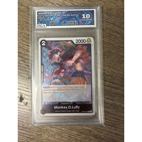 Graded DGA 10 Monkey D. Luffy OP16-095 R Rare 2024 One Piece The Time of Battle Foil TCG English Card