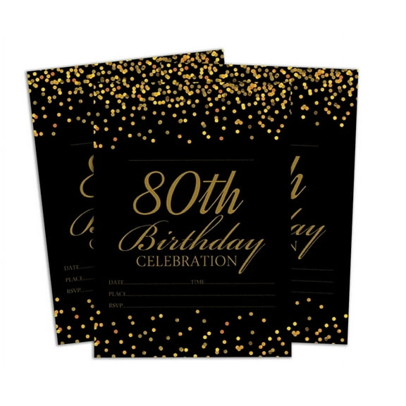 Darling Souvenir Black Birthday Invitation Card Printable Fill or Write In Blank Invites Party Supplies Pack Of 28 5 x 7 Inches