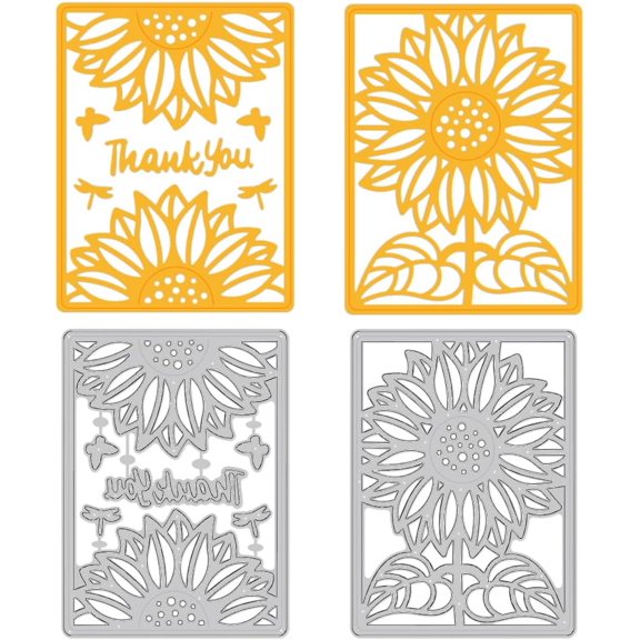 Sunflower Background Frame Cutting Dies for Card Making Dies Carbon Steel Cut Die Border Stencils Scrapbooking Embossing Template for Greeting Card DIY Paper Craft Photo Album Decoration