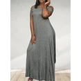 thumbnail image 2 of Plus Size Cutout Solid Side Cross Dress, Casual Crew Neck Short Sleeve Ankle Dress, Women's Plus Size Clothing, 2 of 5
