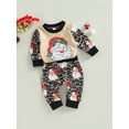 thumbnail image 3 of Bagilaanoe 2Pcs Newborn Baby Girl Boy Christmas Outfits Santa Claus Stripe Print Long Sleeve Pullover Tops + Sweatpants 3M 6M 12M 18M Infant Fall Long Pants Set, 3 of 7
